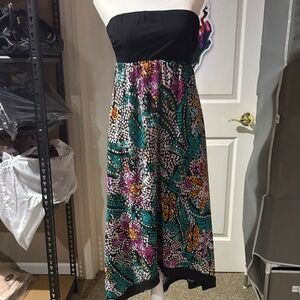 Nicole Miller EUC Sz 8 Mosaic  Floral Strapless Maxi Dress